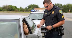 Police ticketing driver